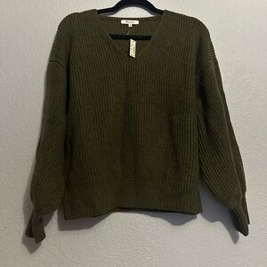 Madewell Deep Olive V-Neck Knit Sweater Small New With Tag